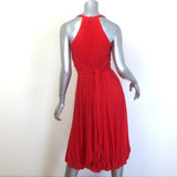 Donna Karan Tie-Waist Bubble Hem Dress Poppy Red Stretch Jersey Size Petite NEW