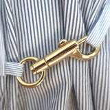 Sandro Maddly Belted Shirt Blue Striped Cotton Size 0 Long Sleeve Top