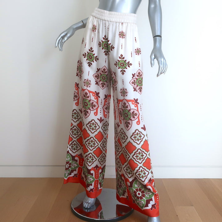 La DoubleJ Partenope Print Top &amp; Palazzo Pants Set Cream/Orange Size Medium NEW