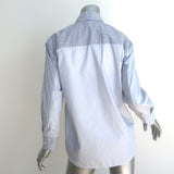 Sandro Maddly Belted Shirt Blue Striped Cotton Size 0 Long Sleeve Top