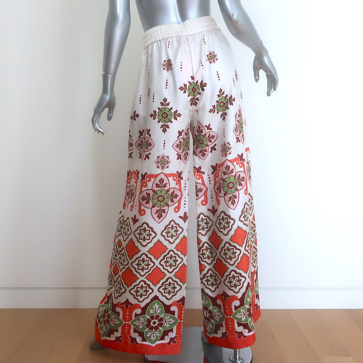La DoubleJ Partenope Print Top &amp; Palazzo Pants Set Cream/Orange Size Medium NEW