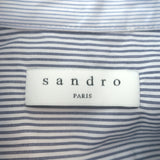 Sandro Maddly Belted Shirt Blue Striped Cotton Size 0 Long Sleeve Top