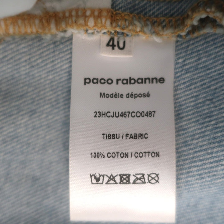 Paco Rabanne Metallic-Coated Denim Mini Skirt Gold Size 40