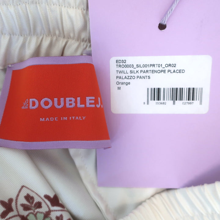 La DoubleJ Partenope Print Top &amp; Palazzo Pants Set Cream/Orange Size Medium NEW