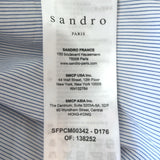 Sandro Maddly Belted Shirt Blue Striped Cotton Size 0 Long Sleeve Top