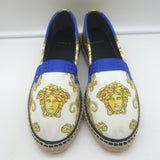 Versace Medusa Renaissance Espadrilles Cream/Blue Canvas Size 41 NEW