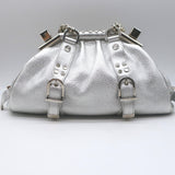 Versace Small Madonna Chain-Strap Frame Bag Silver Metallic Leather