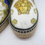Versace Medusa Renaissance Espadrilles Cream/Blue Canvas Size 41 NEW