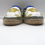 Versace Medusa Renaissance Espadrilles Cream/Blue Canvas Size 41 NEW