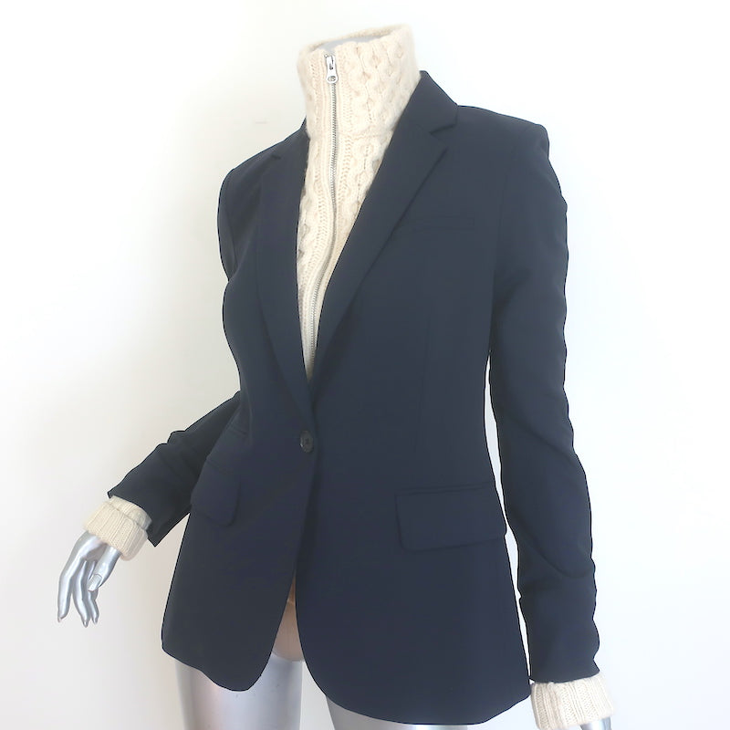 Veronica Beard Classic Blazer with Upstate Dickey Navy Stretch Wool Size 6