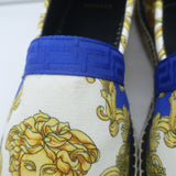 Versace Medusa Renaissance Espadrilles Cream/Blue Canvas Size 41 NEW