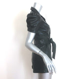 Alice + Olivia Leonie Puff Sleeve Vegan Leather Romper Black Size 2 NEW