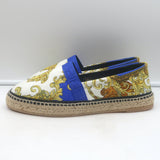 Versace Medusa Renaissance Espadrilles Cream/Blue Canvas Size 41 NEW