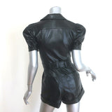 Alice + Olivia Leonie Puff Sleeve Vegan Leather Romper Black Size 2 NEW