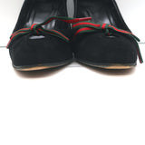 Gucci Web Bow Keyhole Pumps Black Suede Size 8
