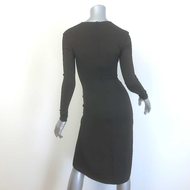 Michael Kors Zipped Wrap-Effect Dress Dark Brown Stretch Jersey Size 0