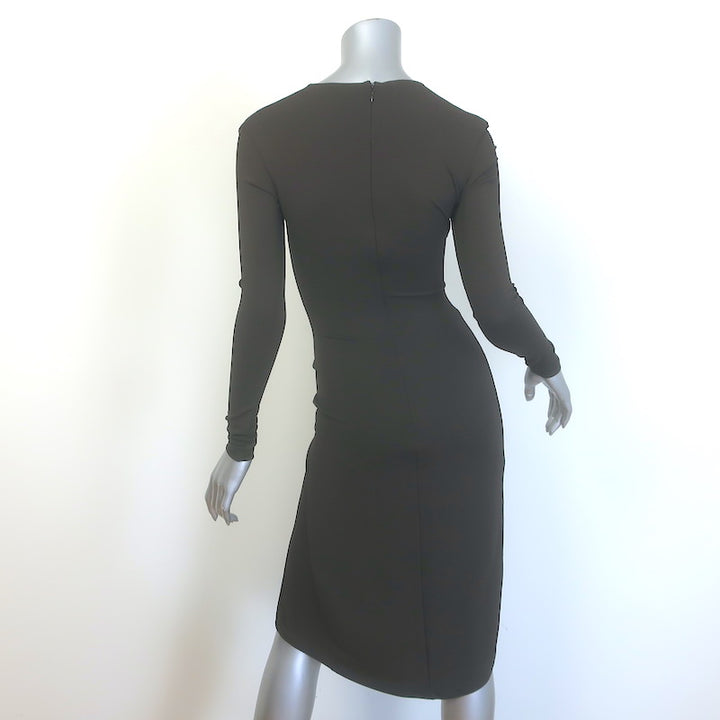 Michael Kors Zipped Wrap-Effect Dress Dark Brown Stretch Jersey Size 0