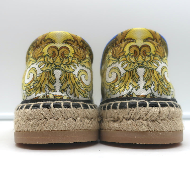 Versace Medusa Renaissance Espadrilles Cream/Blue Canvas Size 41 NEW