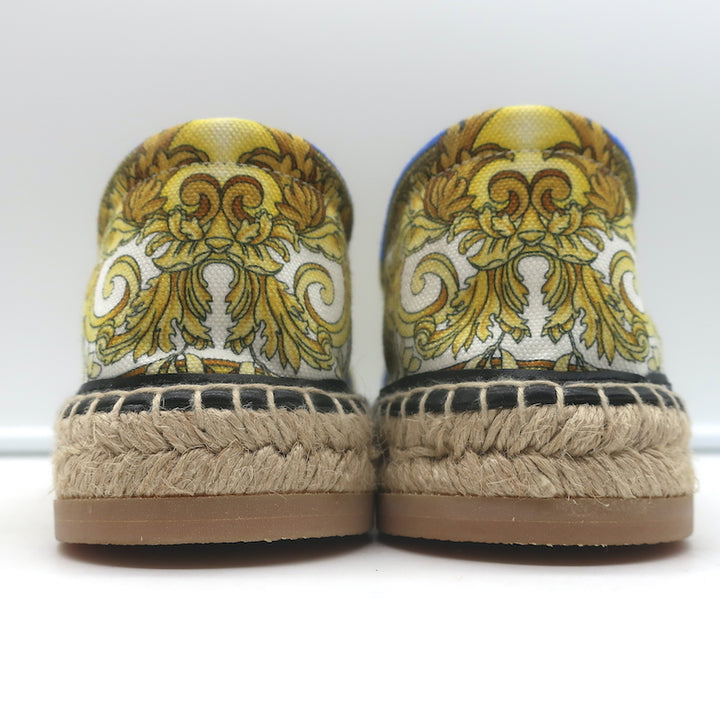 Versace Medusa Renaissance Espadrilles Cream/Blue Canvas Size 41 NEW