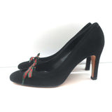 Gucci Web Bow Keyhole Pumps Black Suede Size 8