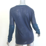 IRO JEANS Laurene Two-Tone Long Sleeve Tee Navy Linen Size Small