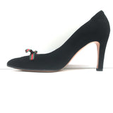 Gucci Web Bow Keyhole Pumps Black Suede Size 8