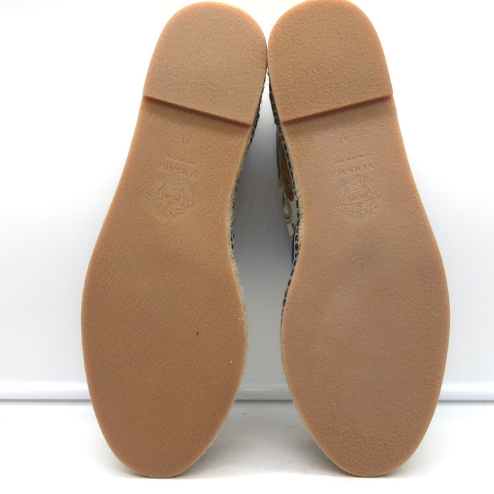 Versace Medusa Renaissance Espadrilles Cream/Blue Canvas Size 41 NEW