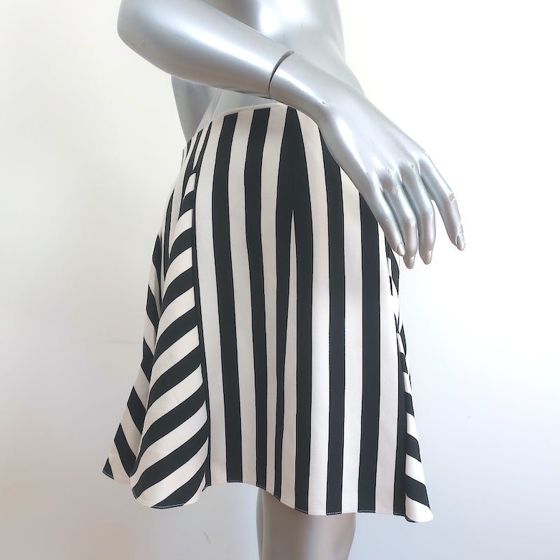 Valentino Striped Mini Skirt Black &amp; White Wool-Silk Size 10
