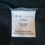 IRO JEANS Laurene Two-Tone Long Sleeve Tee Navy Linen Size Small