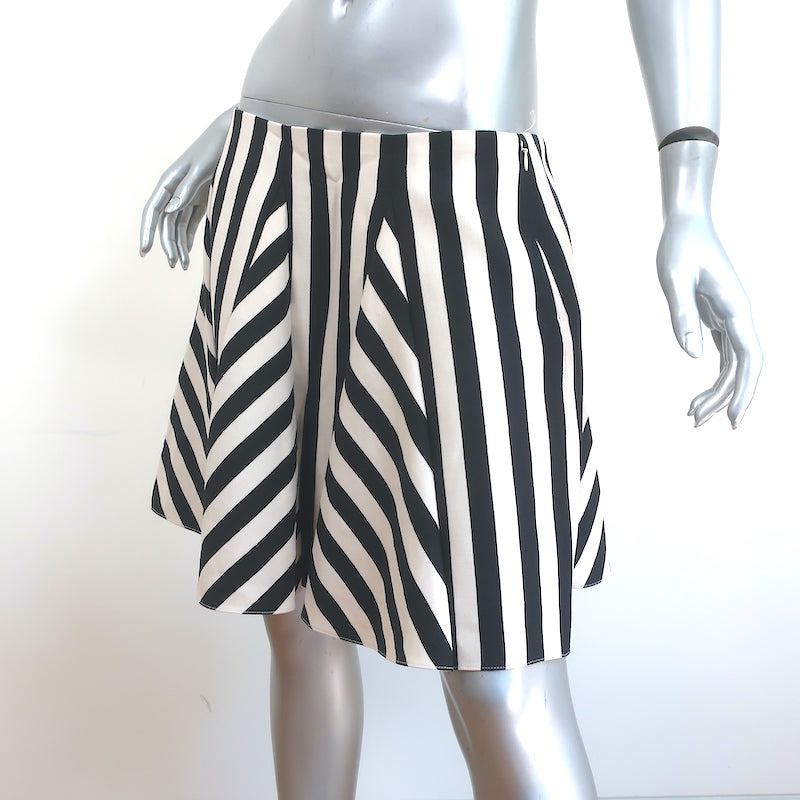 Valentino Striped Mini Skirt Black &amp; White Wool-Silk Size 10