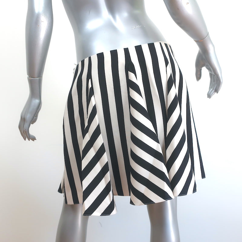 Valentino Striped Mini Skirt Black &amp; White Wool-Silk Size 10