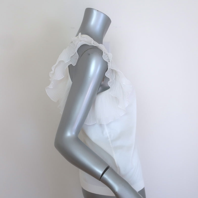 Chloe White Wardrobe Ruffle-Trimmed Top White Cotton &amp; Crepe Size Extra Small