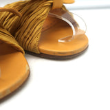 Manolo Blahnik Notamu Pleated Bow Slide Sandals Marigold Leather Size 38