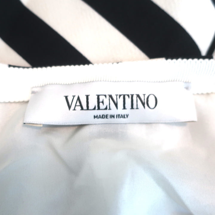 Valentino Striped Mini Skirt Black &amp; White Wool-Silk Size 10