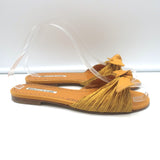 Manolo Blahnik Notamu Pleated Bow Slide Sandals Marigold Leather Size 38
