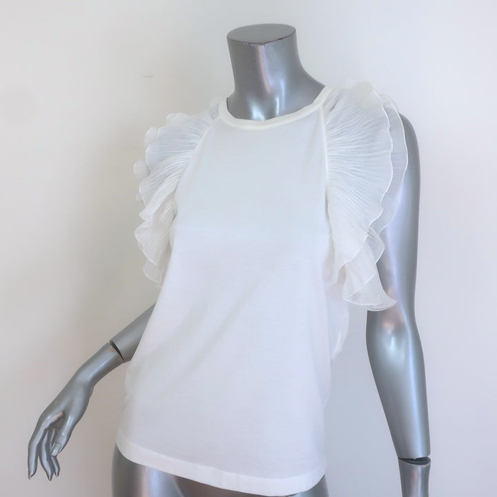 Chloe White Wardrobe Ruffle-Trimmed Top White Cotton &amp; Crepe Size Extra Small