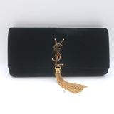 Saint Laurent Kate Monogram Tassel Clutch Black Velvet