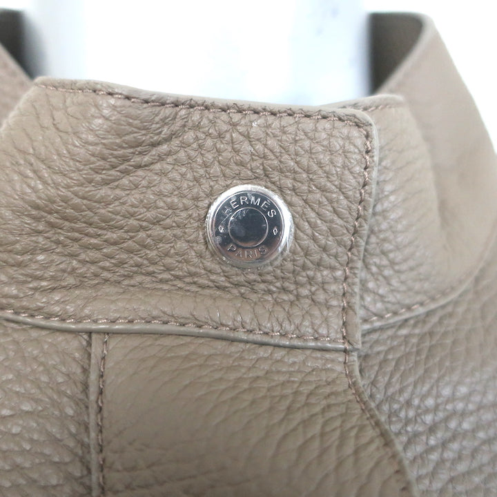 Hermes Leather &amp; Cashmere Ribbed Knit Jacket Gris Etoupe Size 38