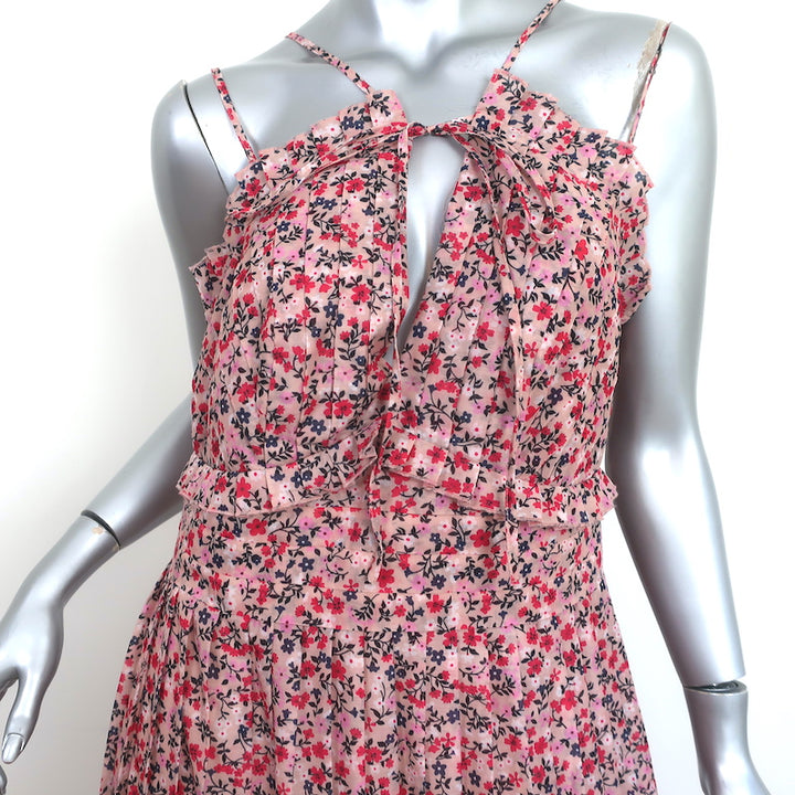 Robert Rodriguez Pleated Midi Dress Cayana Pink Vine Floral Print Size 8 NEW