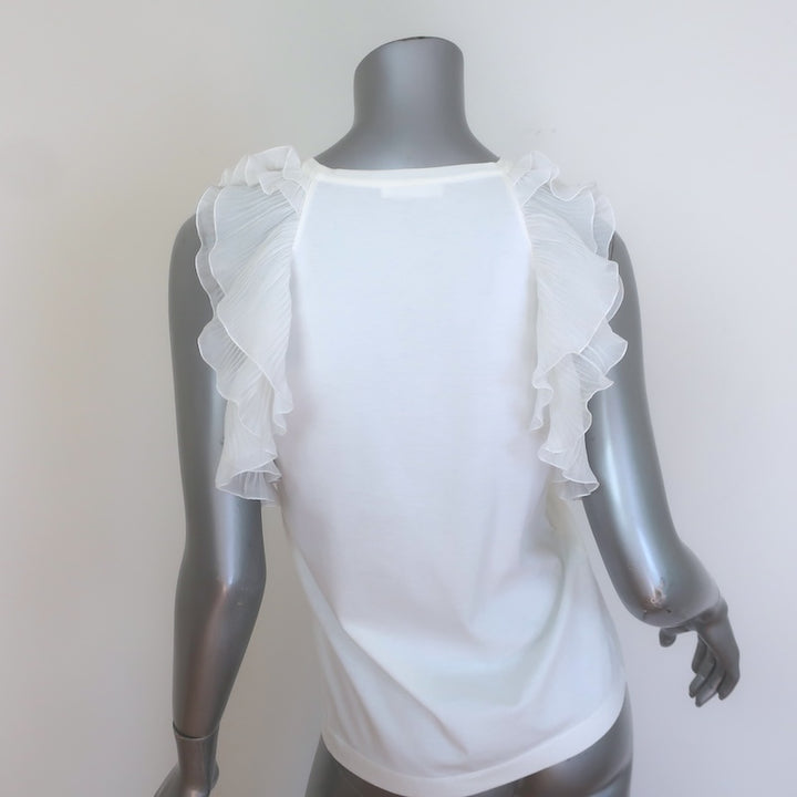 Chloe White Wardrobe Ruffle-Trimmed Top White Cotton &amp; Crepe Size Extra Small