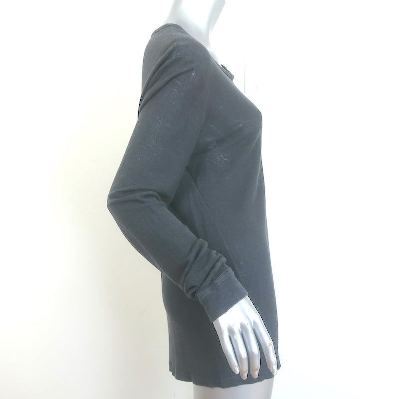 IRO Jordan Long Sleeve Tee Charcoal Linen Jersey Size Medium