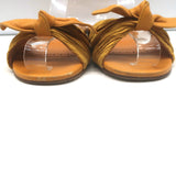 Manolo Blahnik Notamu Pleated Bow Slide Sandals Marigold Leather Size 38