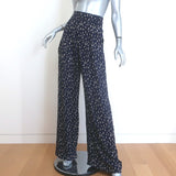 Chloe Wide Leg Pants Navy Micro Tulip Print Crepe Size 40 NEW