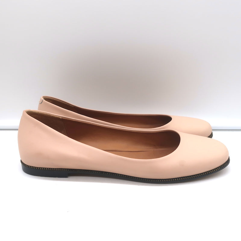Givenchy Zipper-Trim Ballet Flats Blush Leather Size 38