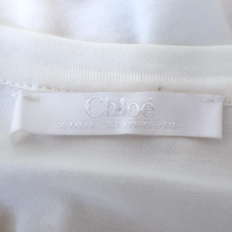 Chloe White Wardrobe Ruffle-Trimmed Top White Cotton &amp; Crepe Size Extra Small