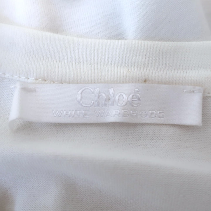 Chloe White Wardrobe Ruffle-Trimmed Top White Cotton &amp; Crepe Size Extra Small
