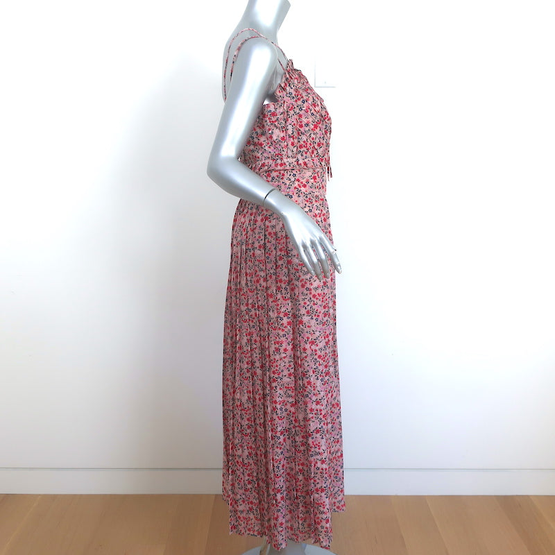 Robert Rodriguez Pleated Midi Dress Cayana Pink Vine Floral Print Size 8 NEW