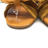 Manolo Blahnik Notamu Pleated Bow Slide Sandals Marigold Leather Size 38