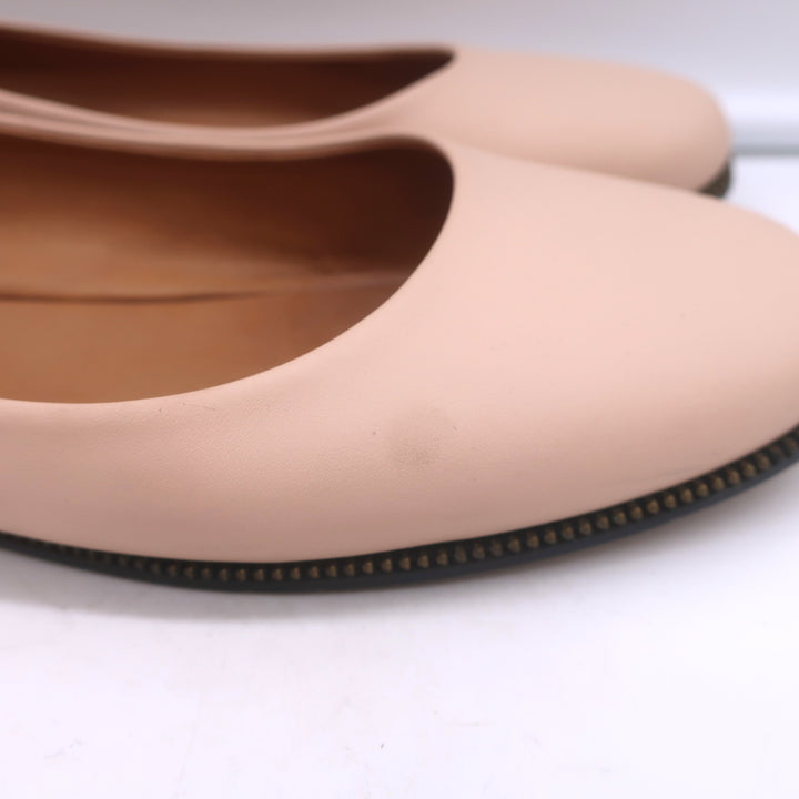 Givenchy Zipper-Trim Ballet Flats Blush Leather Size 38