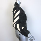 Off-White Virgil Abloh Carryover Leather Biker Jacket Black Size Small